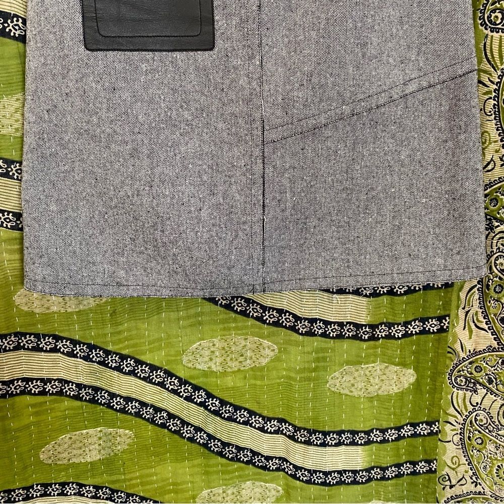 Sandro Gray Wool Blend A-Line Leather Pocket Mini Skirt Size 8 - Picture 6 of 16